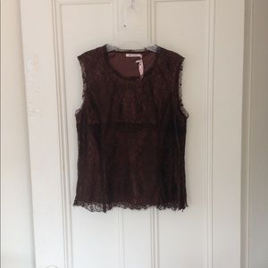 Sheer Lace Top Shirt Lined Elegant Work / Evening